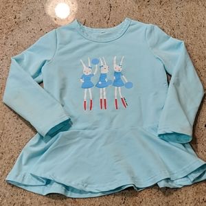 Baby Blue Peplum Bunny Shirt Size 4 Girl